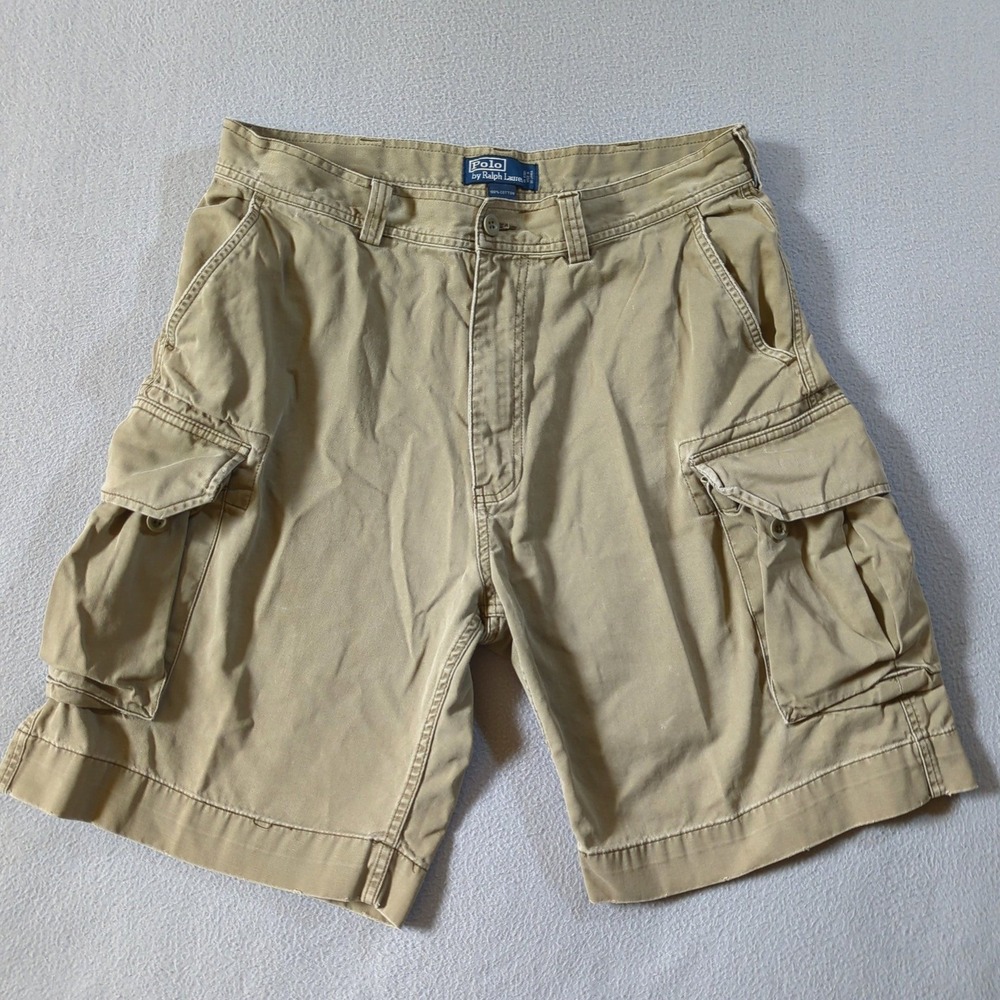 Polo Ralph Lauren Cargo Shorts Mens 36 Tan Classic Y2K Polo67 Chino Cotton Khaki